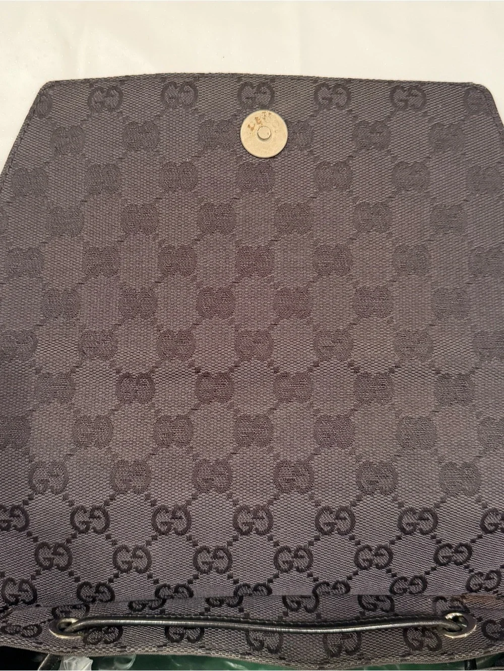 Gucci Black GG Canvas Backpack with Front Zip Pockets